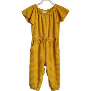 Toddler Girls Mustard Yellow Short Sleeve Ribbed Jumpsuit Cat & Jack 3T